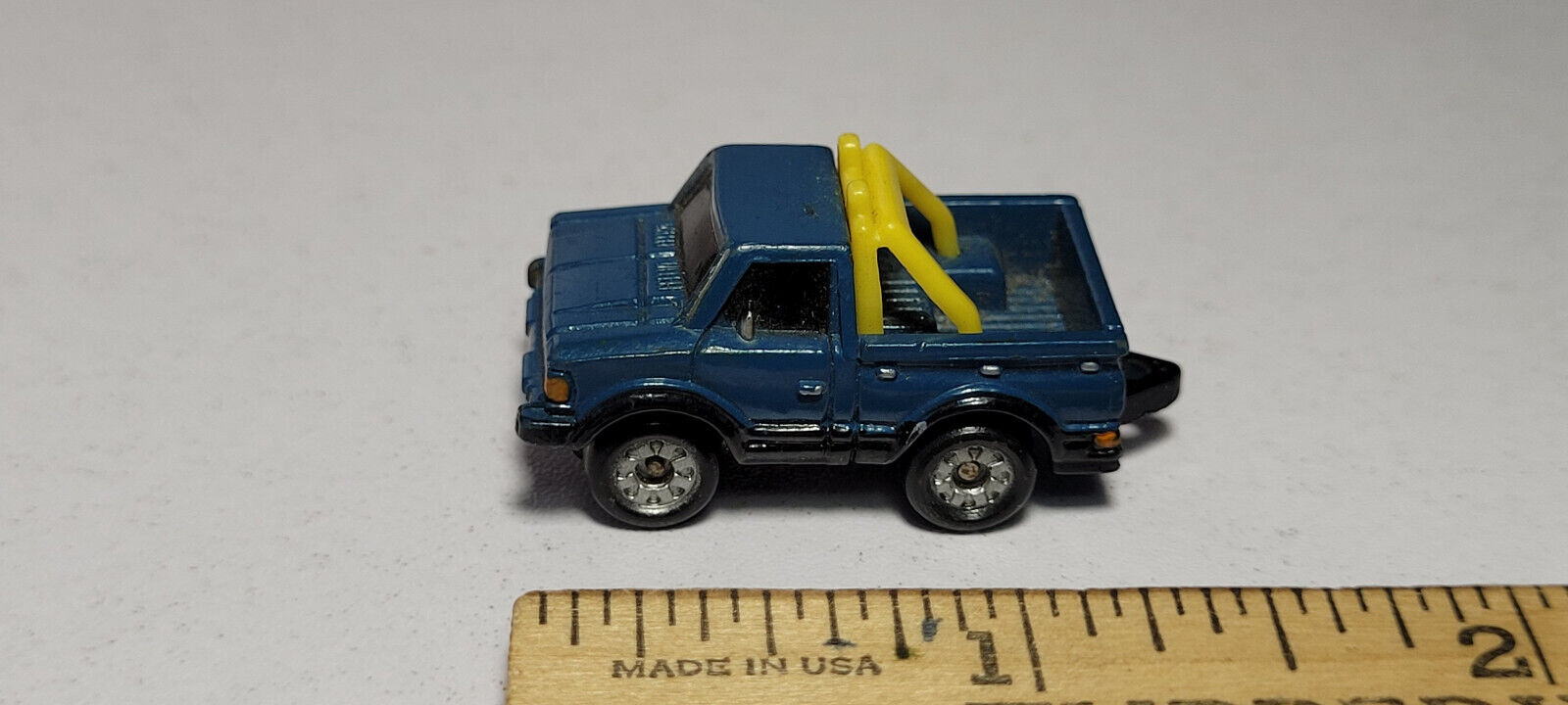 Datsun Blue Pickup Truck Yellow Lightbar Galoob Micro Machines Rare Vintage