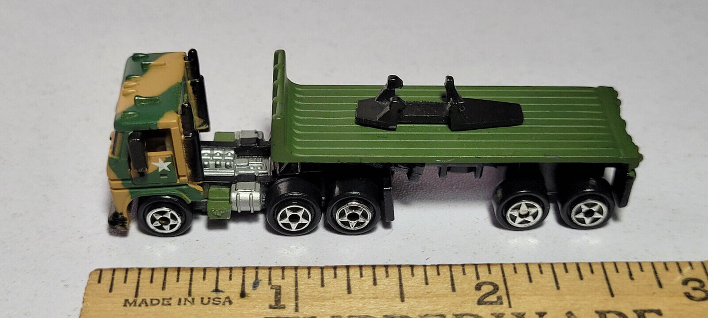 Cabover Army 3 Semi Truck Tractor Trailer Galoob Micro Machines Rare Vintage