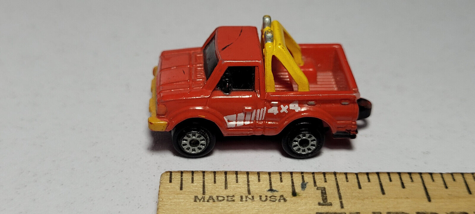 Datsun Red 4x4 Pickup Truck Yellow Light Bar Galoob Micro Machines Rare Vintage