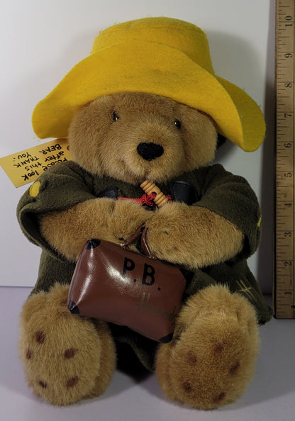 Paddington Bear Harrods London Plush Yellow Hat Original Tag Darkest Peru Rare