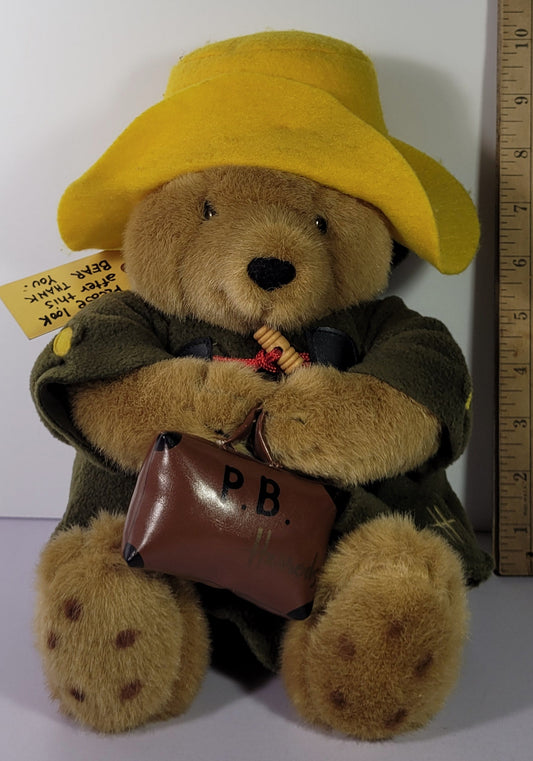 Paddington Bear Harrods London Plush Yellow Hat Original Tag Darkest Peru Rare