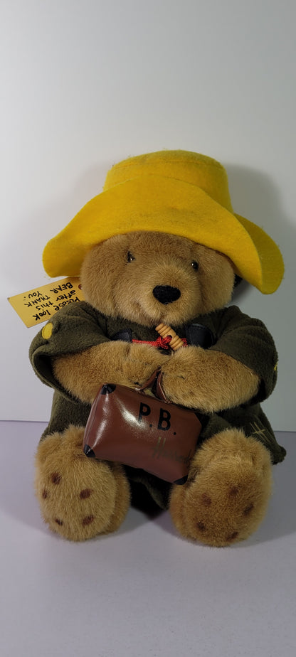 Paddington Bear Harrods London Plush Yellow Hat Original Tag Darkest Peru Rare