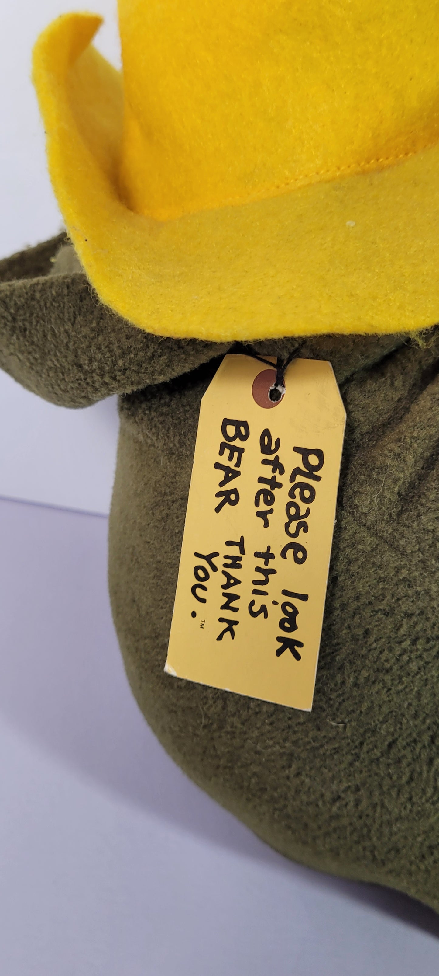 Paddington Bear Harrods London Plush Yellow Hat Original Tag Darkest Peru Rare