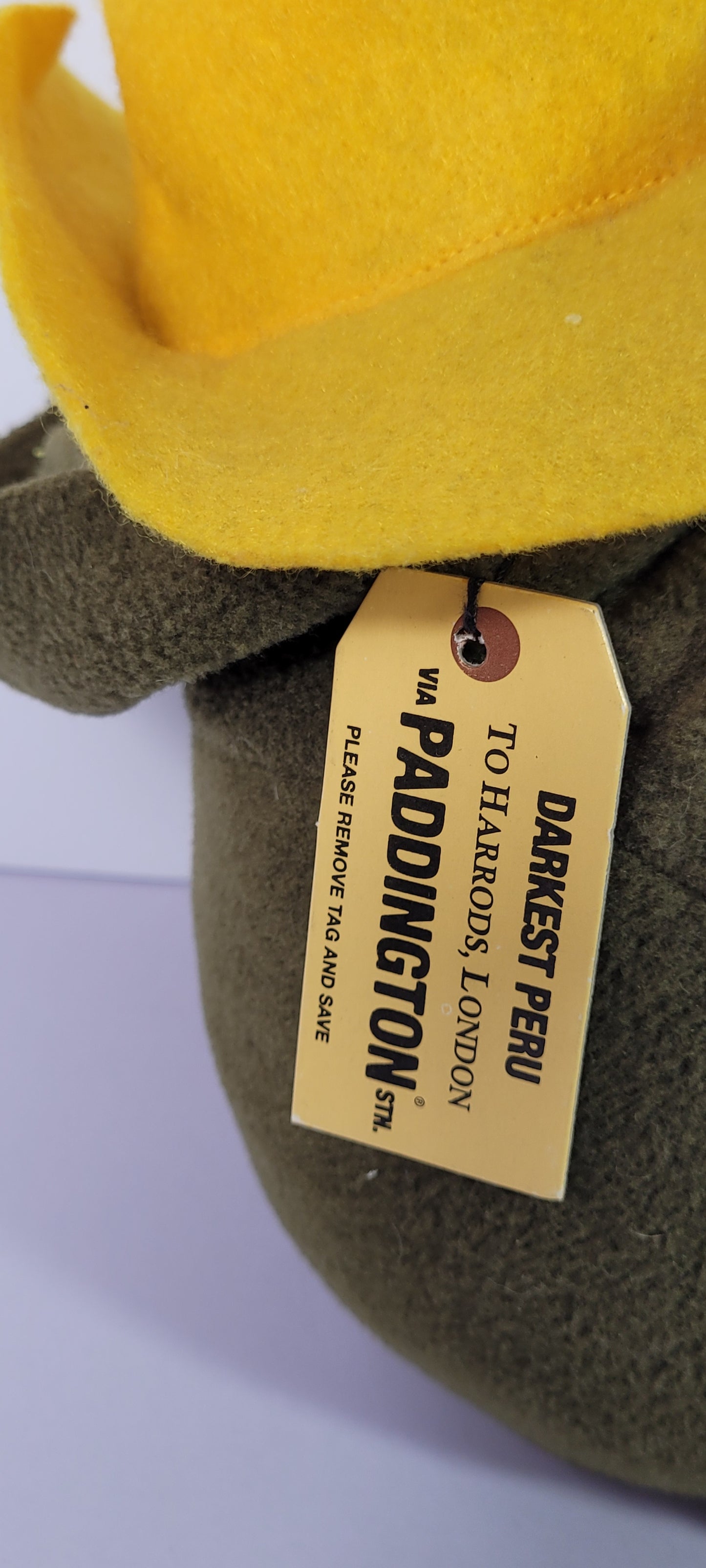 Paddington Bear Harrods London Plush Yellow Hat Original Tag Darkest Peru Rare