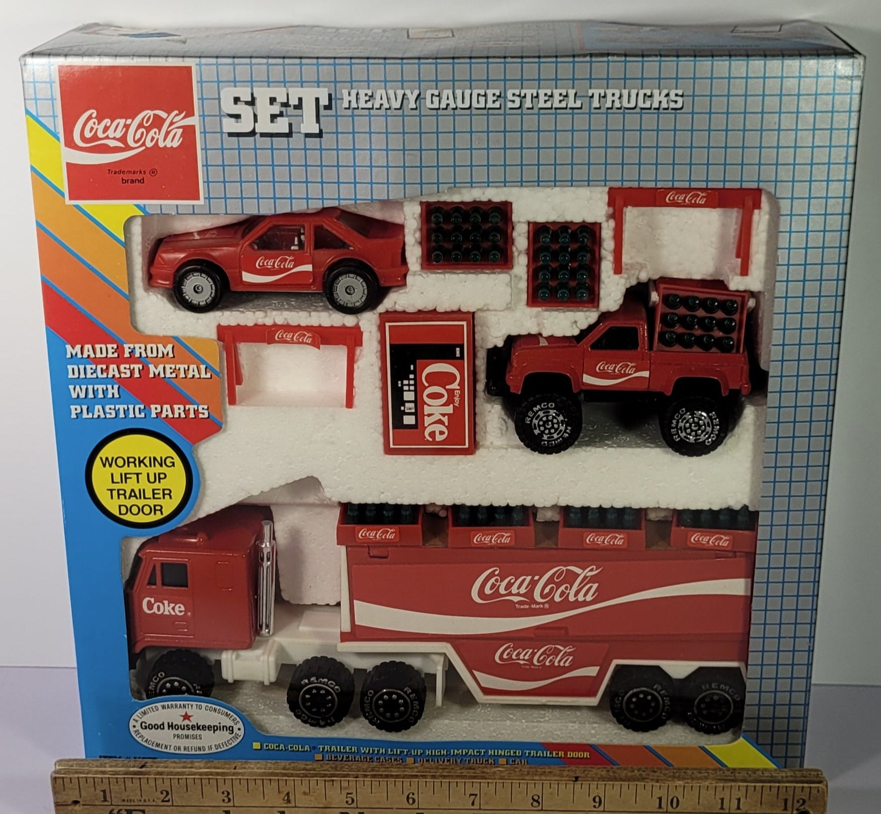 Delivery Semi Truck Remco Coca-Cola Diecast Set Coca Cola Rare Vintage 1988 Red