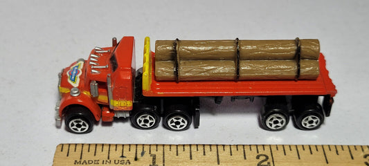 Red Log Heavy Semi Truck Tractor Trailer Galoob Micro Machines Rare Vintage