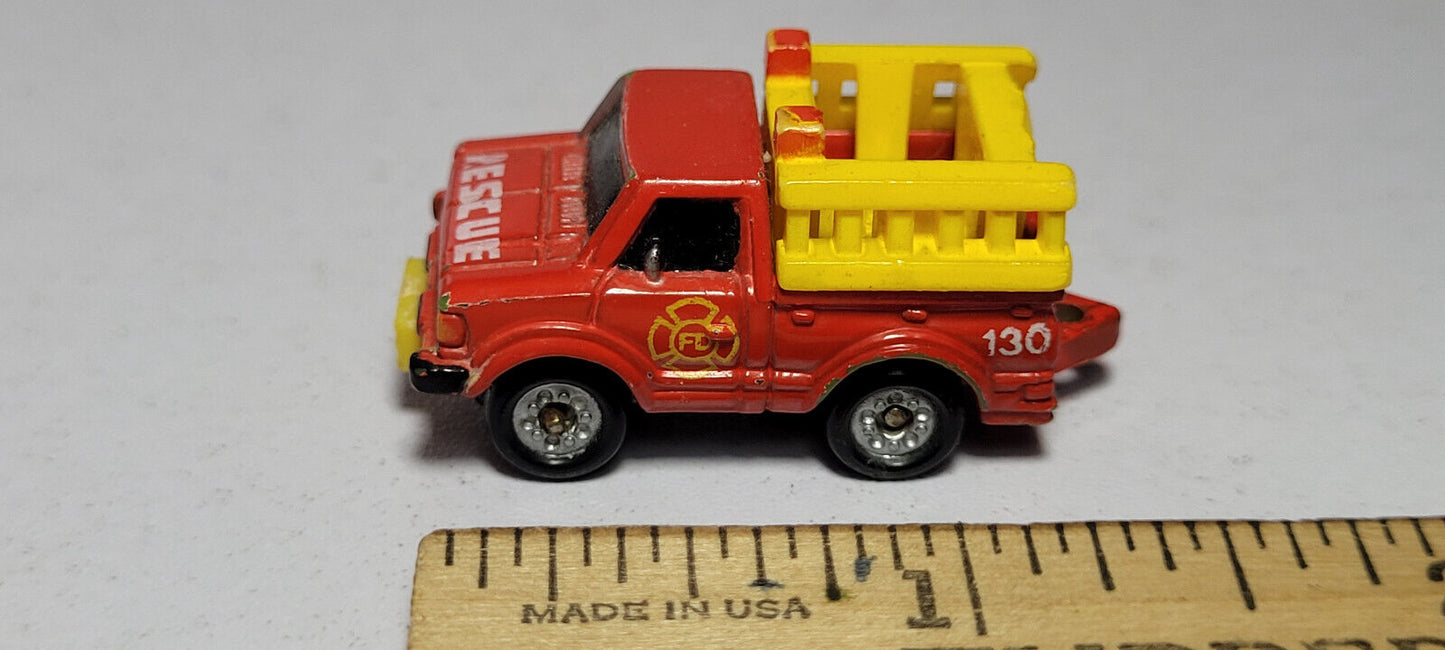 Datsun Fire Rescue Truck FD #3 130 Red Yellow Galoob Micro Machines Rare Vintage