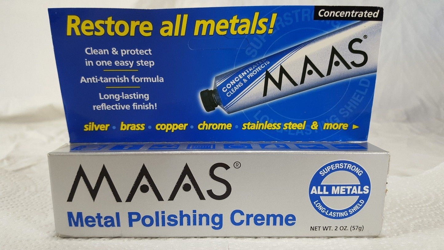 1 Original Maas Metal Polishing Creme 2oz Tube #91403 ALL METALS Silver Glass Copper Gold - idontmakeitisellit