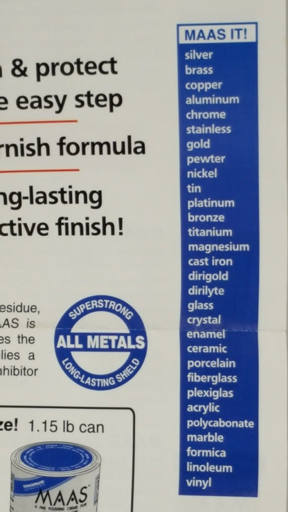 1 Original Maas Metal Polishing Creme 2oz Tube #91403 ALL METALS Silver Glass Copper Gold - idontmakeitisellit