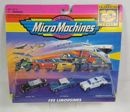 1996 #22 Limousines Cadillac Bubble Lincoln Galoob Micro Machines Rare Vintage